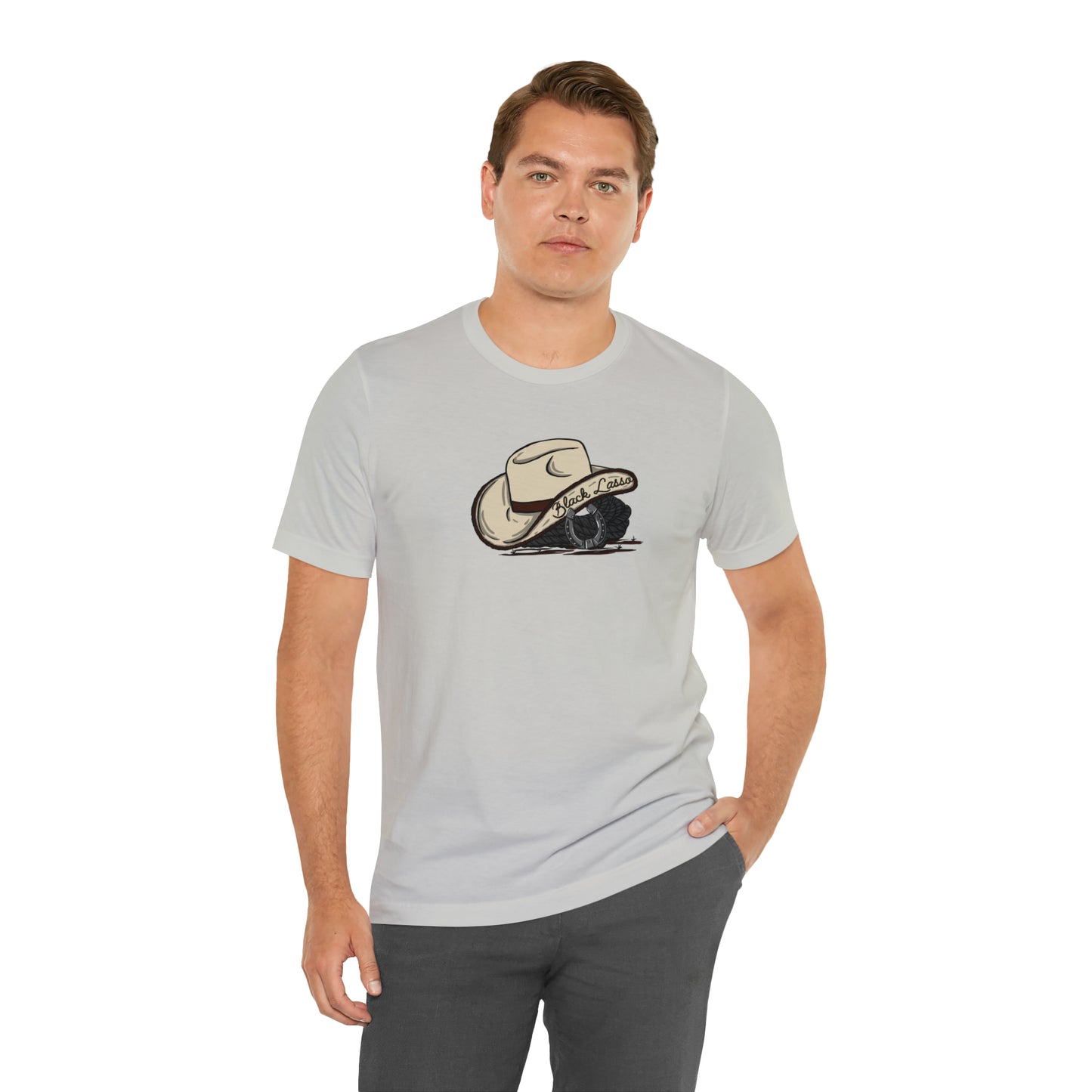 Black Lasso Hat Unisex Jersey Short Sleeve Tee