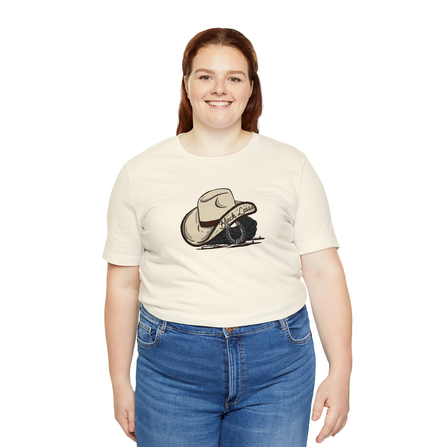 Black Lasso Hat Unisex Jersey Short Sleeve Tee
