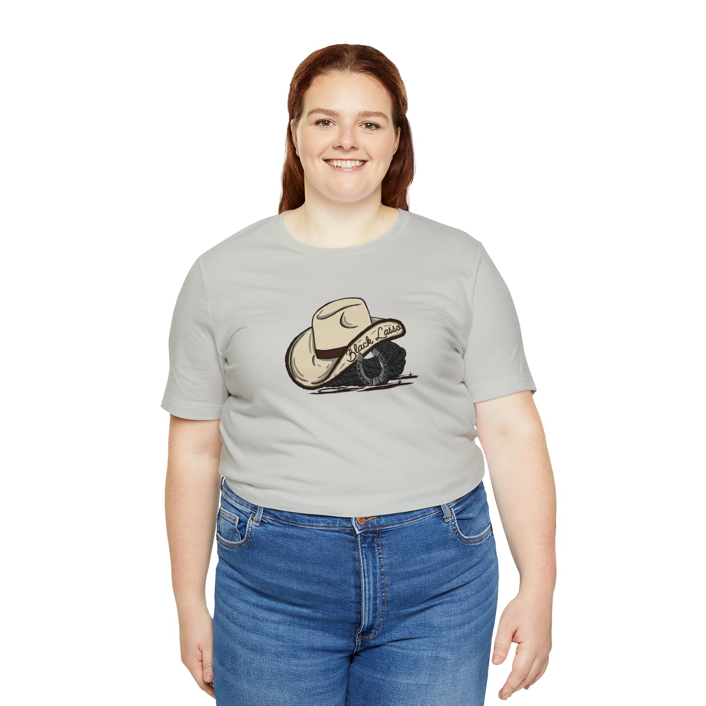 Black Lasso Hat Unisex Jersey Short Sleeve Tee