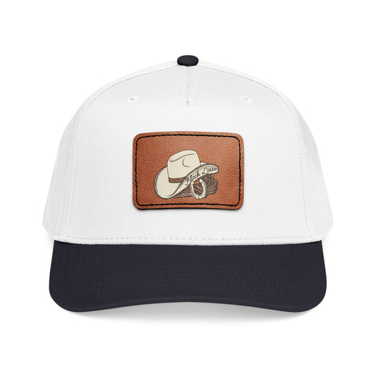 Mid Profile Baseball Cap with Leather Patch (Rectangle)